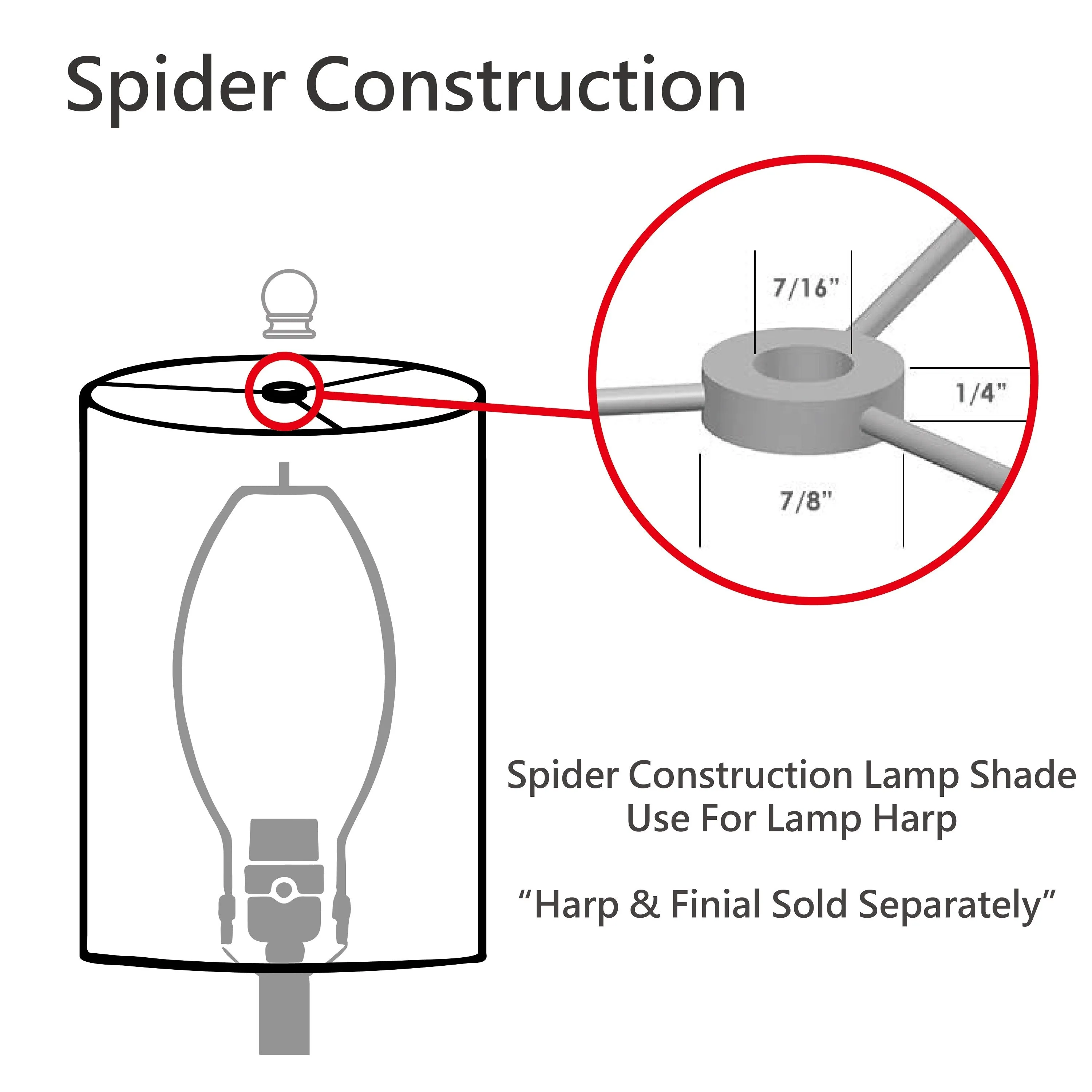 # 32367 Transitional Hardback Empire Shaped Spider Construction Lamp Shade in Light Grey, 14" wide (7" x 14" x 10")