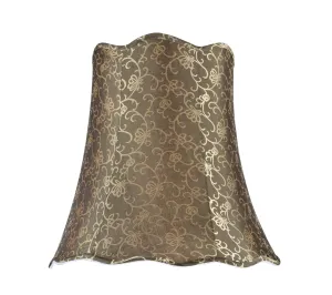 # 34007 Transitional Scallop Bell Shape Spider Construction Lamp Shade in Light Gold Fabric, 16" wide (10" x 16" x 15")