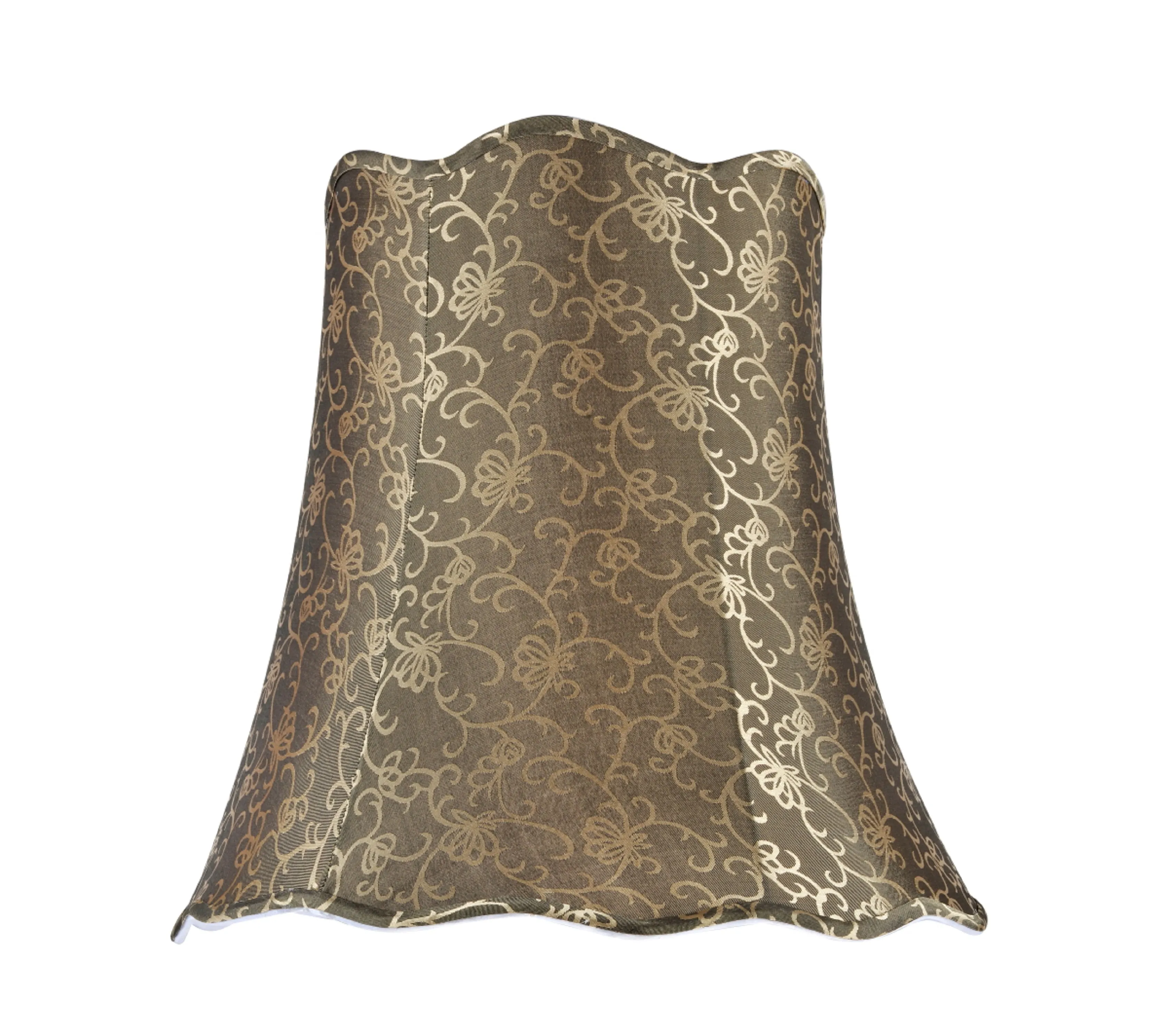 # 34007 Transitional Scallop Bell Shape Spider Construction Lamp Shade in Light Gold Fabric, 16" wide (10" x 16" x 15")