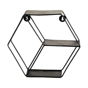 10" Black Matte Hexagon Wall Shelf