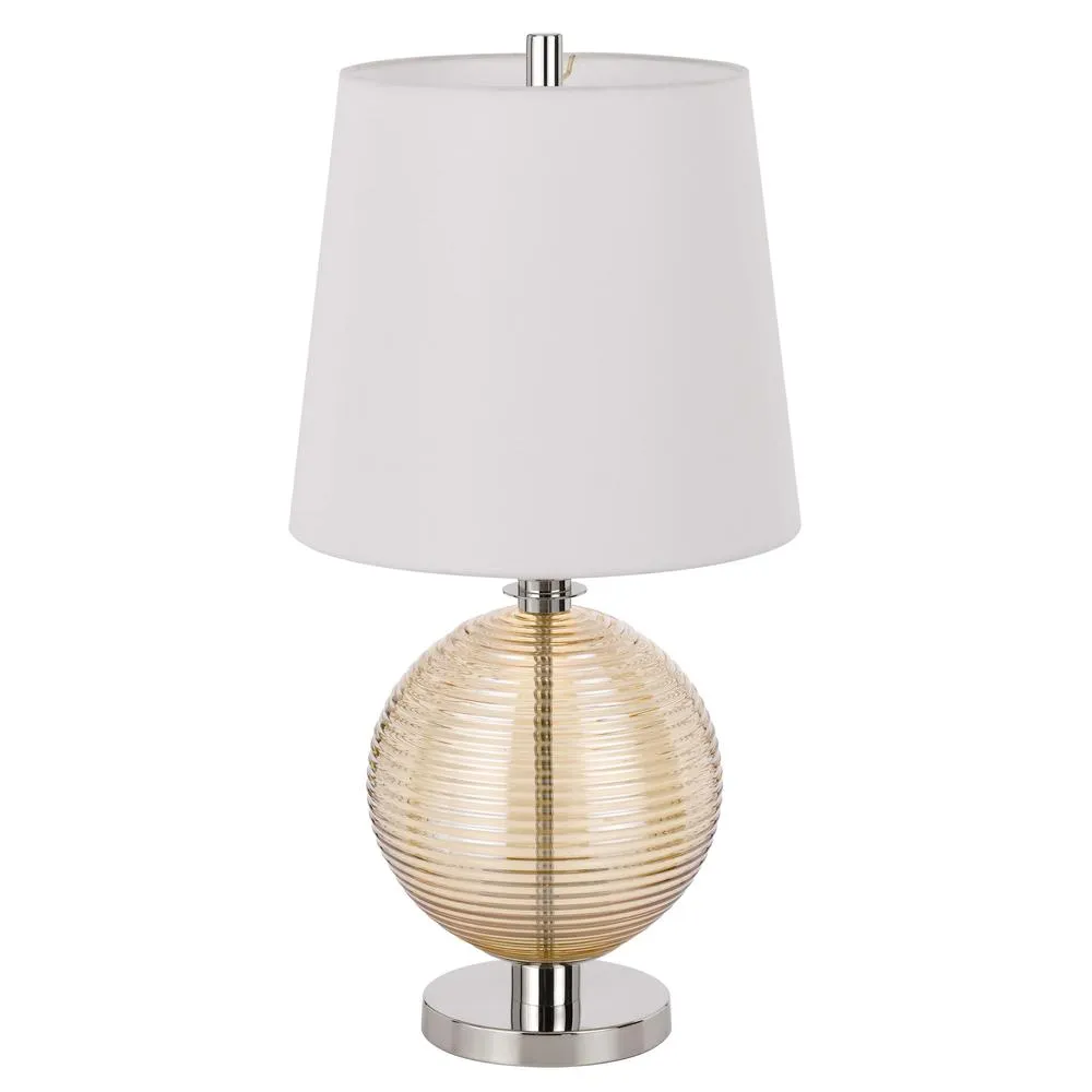 150W 3 Way Salisbury Glass Table Lamp With Hardback Fabric Shade By Cal Lighting