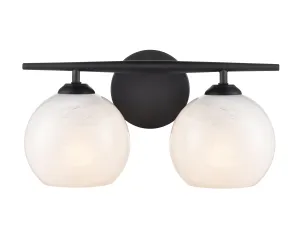 2 Lamps Kimorra Vanity Light - Matte Black - White Cloud Glass - 15.25in. Wide