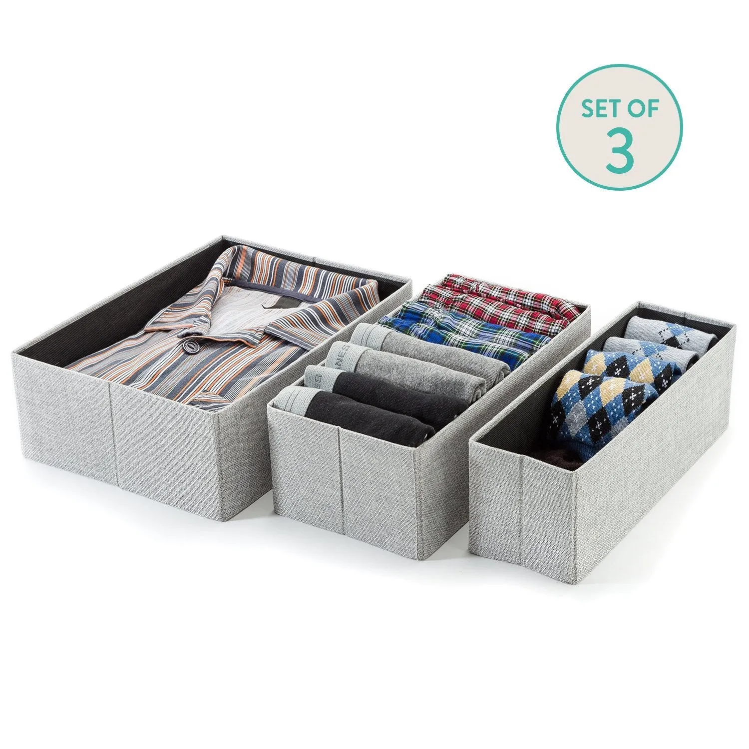 3Pcs Set Decorative Foldable Organizers - Gray Birch