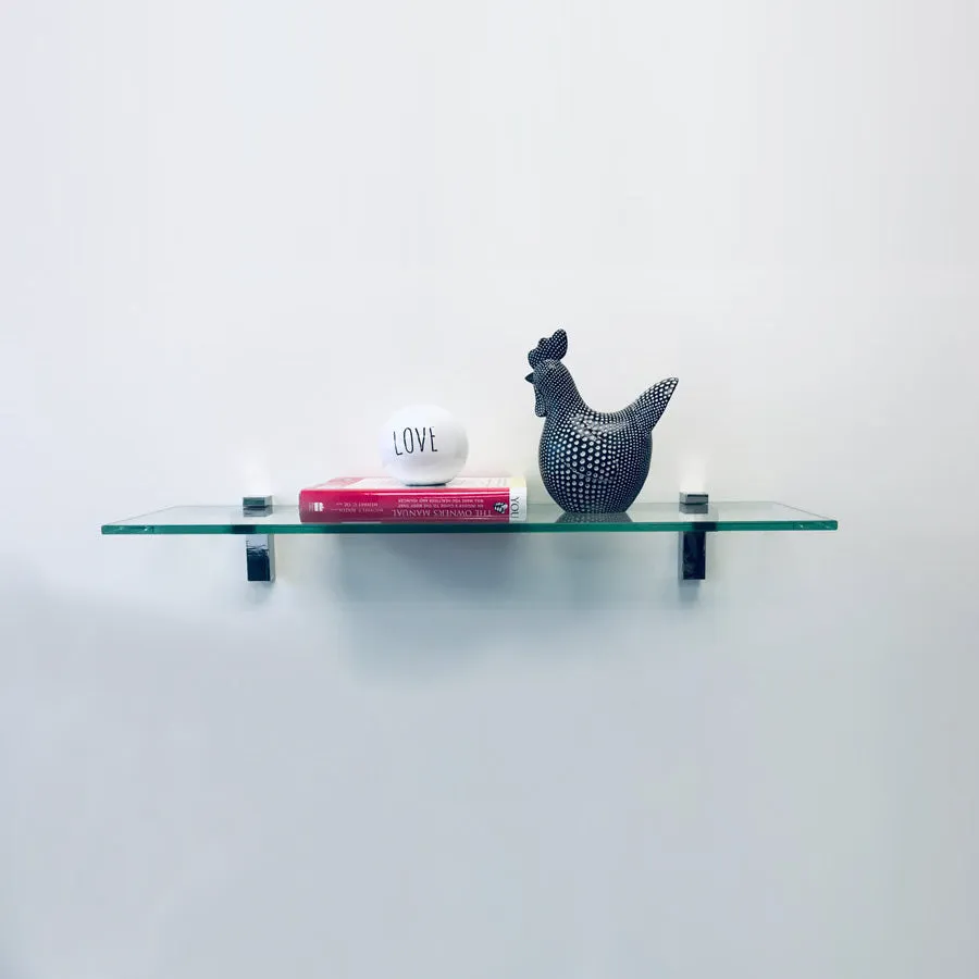 4 3/4" X 36" Flamingo Floating Glass Shelves - 2 Brackets Included with Each Shelf