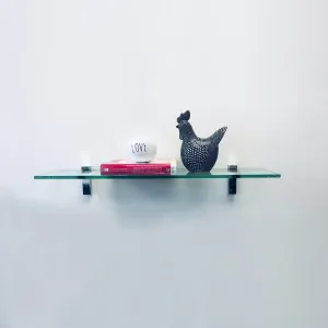 8" X 42" Flamingo Floating Glass Shelves - 2 Brackets Included with Each Shelf