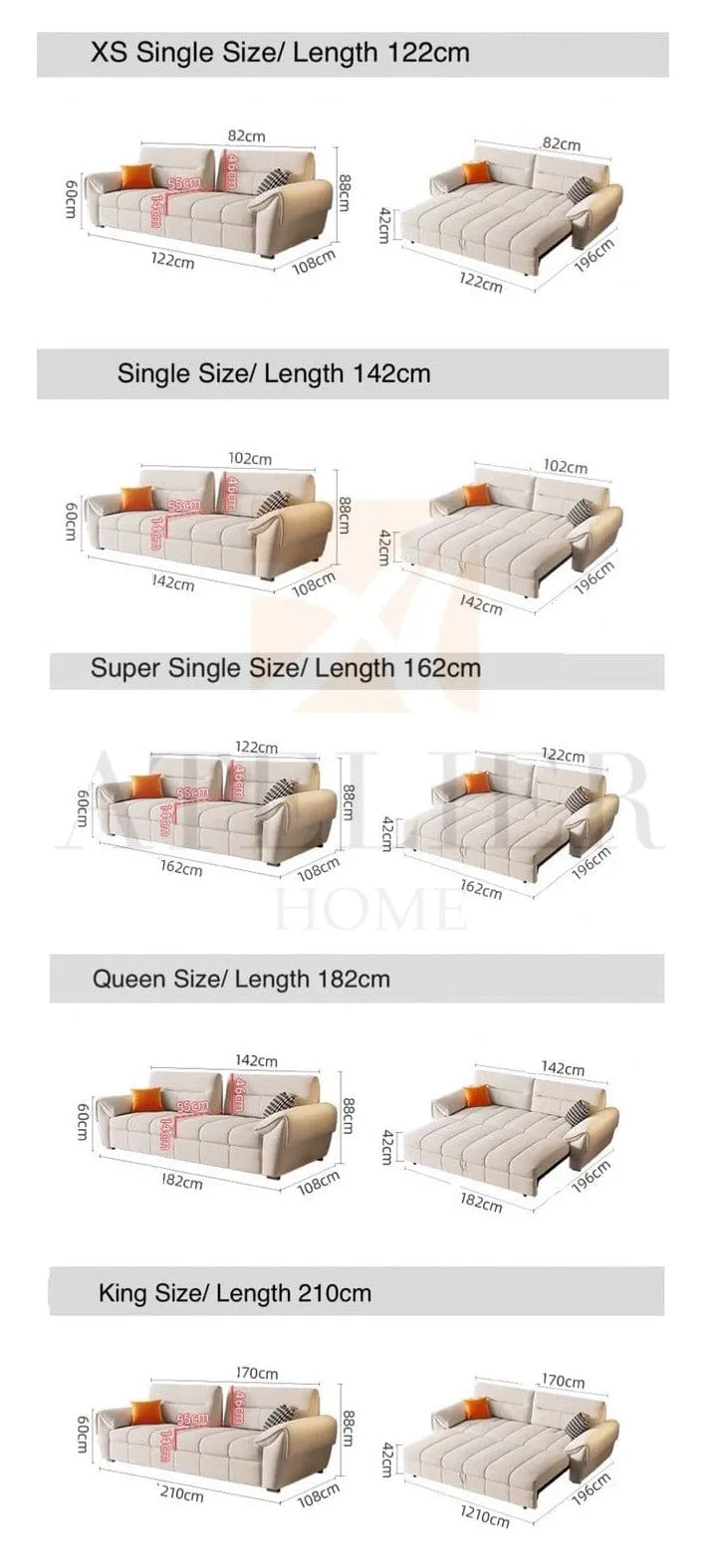 Adam Slidable Backrest Scratch Resistant Sofa Bed