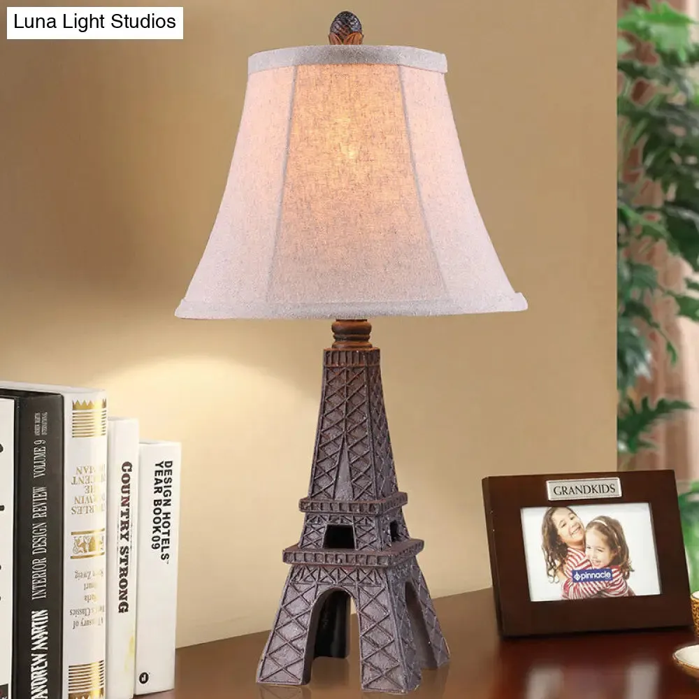 Alexa - Paradise Tower Desk Lamp with Paneled Bell Fabric Shade