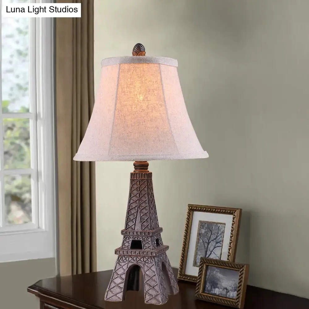 Alexa - Paradise Tower Desk Lamp with Paneled Bell Fabric Shade