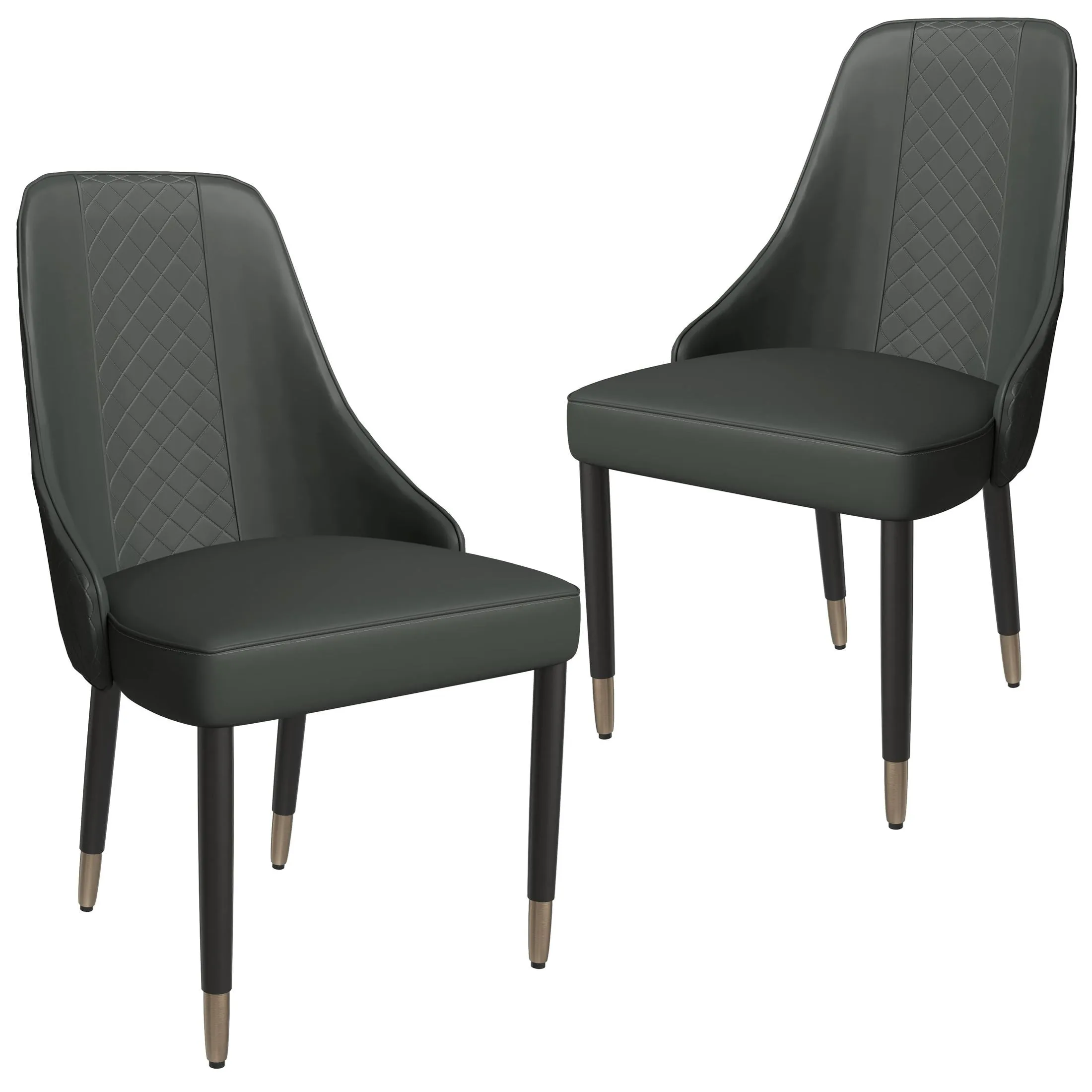 Allure Dining Chairs Fabric/Leather Seat and Back in Oak Wood Set of 2