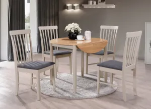 Altona Oak & Grey Round Dropleaf Dining Set