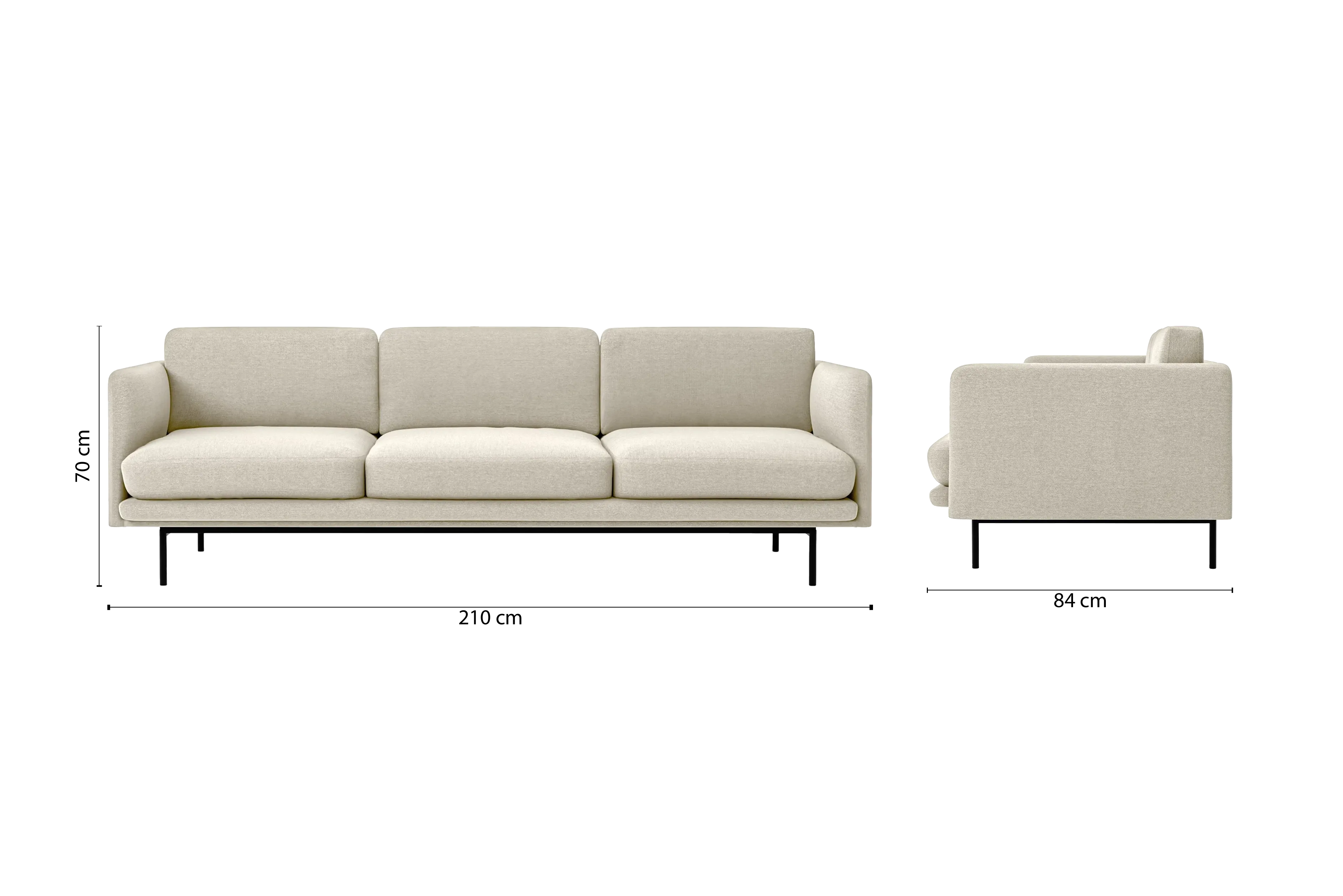 Ancona 3 Seater Sofa Cream Linen Fabric