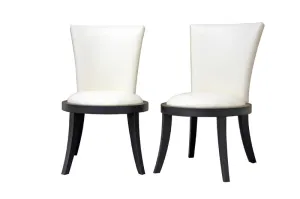 Baxton Studio Neptune Off-White Leather Dining Chair in Set of 2