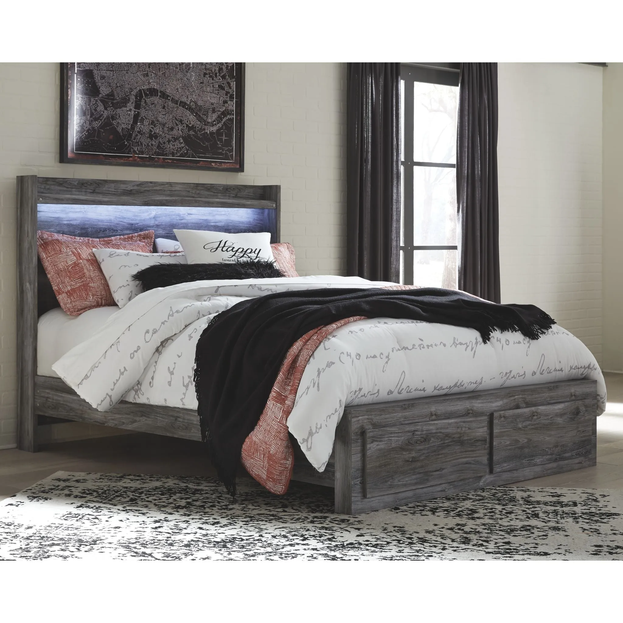 Baystorm Panel Bed with Footboard Storage - Gray