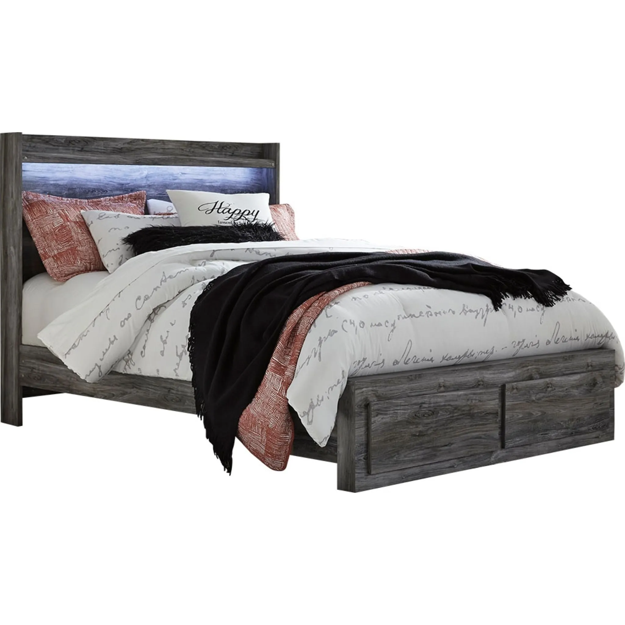 Baystorm Panel Bed with Footboard Storage - Gray