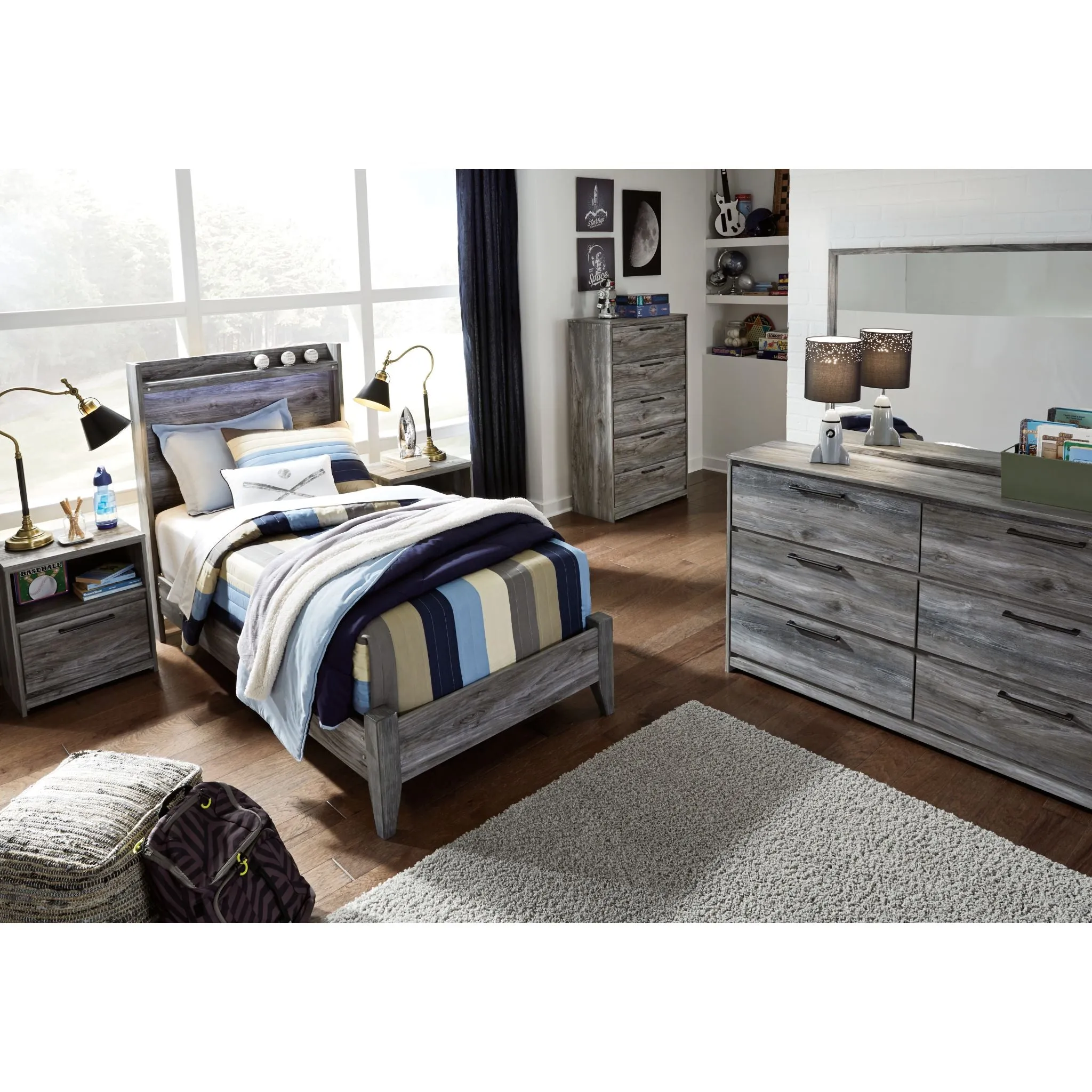 Baystorm Twin Panel Bed - Gray