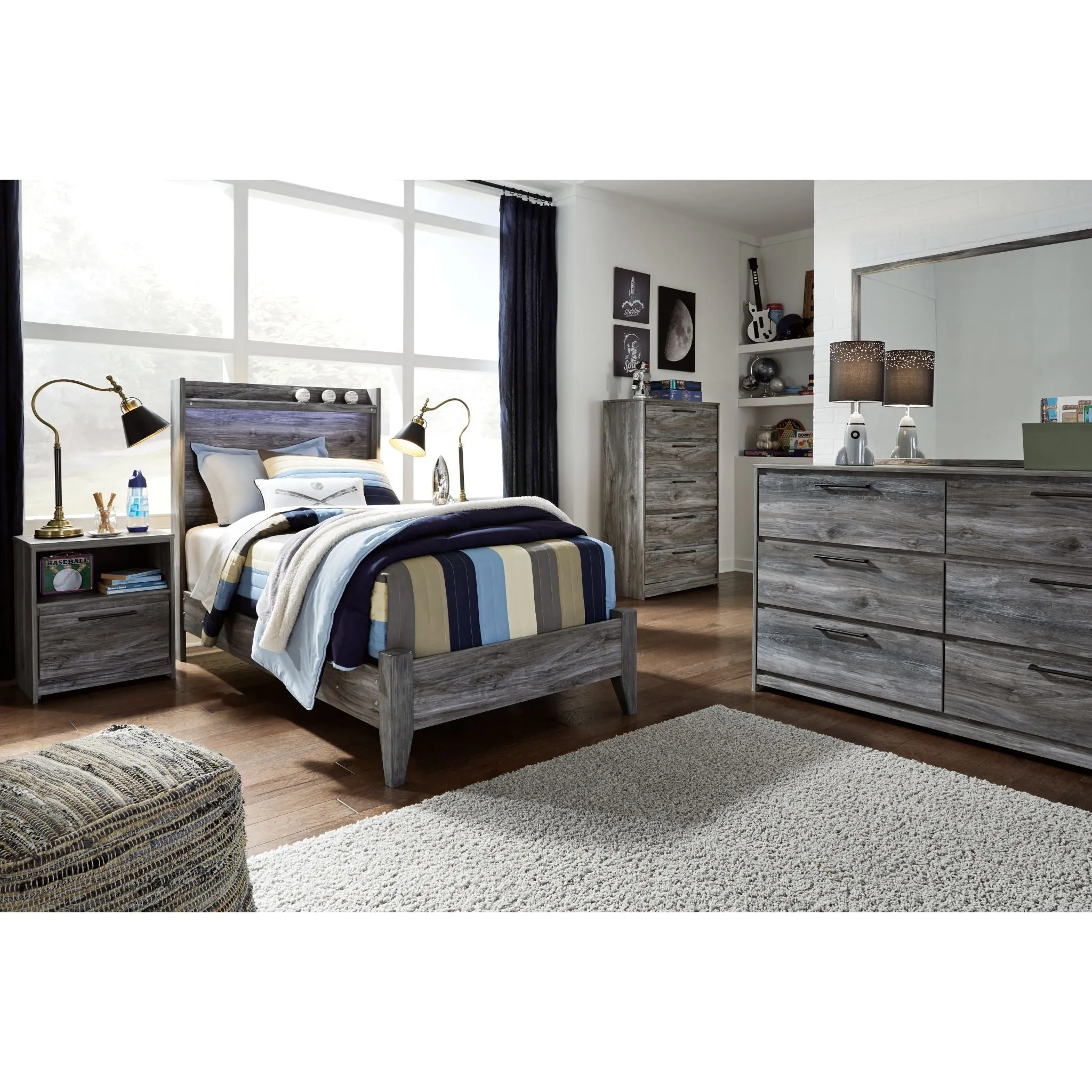 Baystorm Twin Panel Bed - Gray