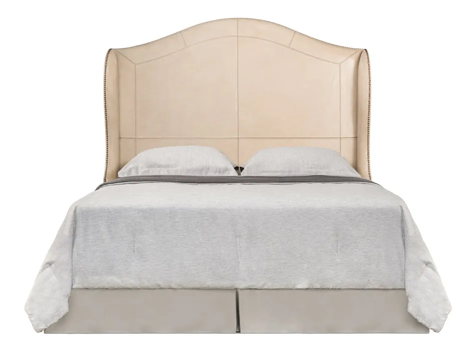 Beige Leather Equestrian Headboard - Queen