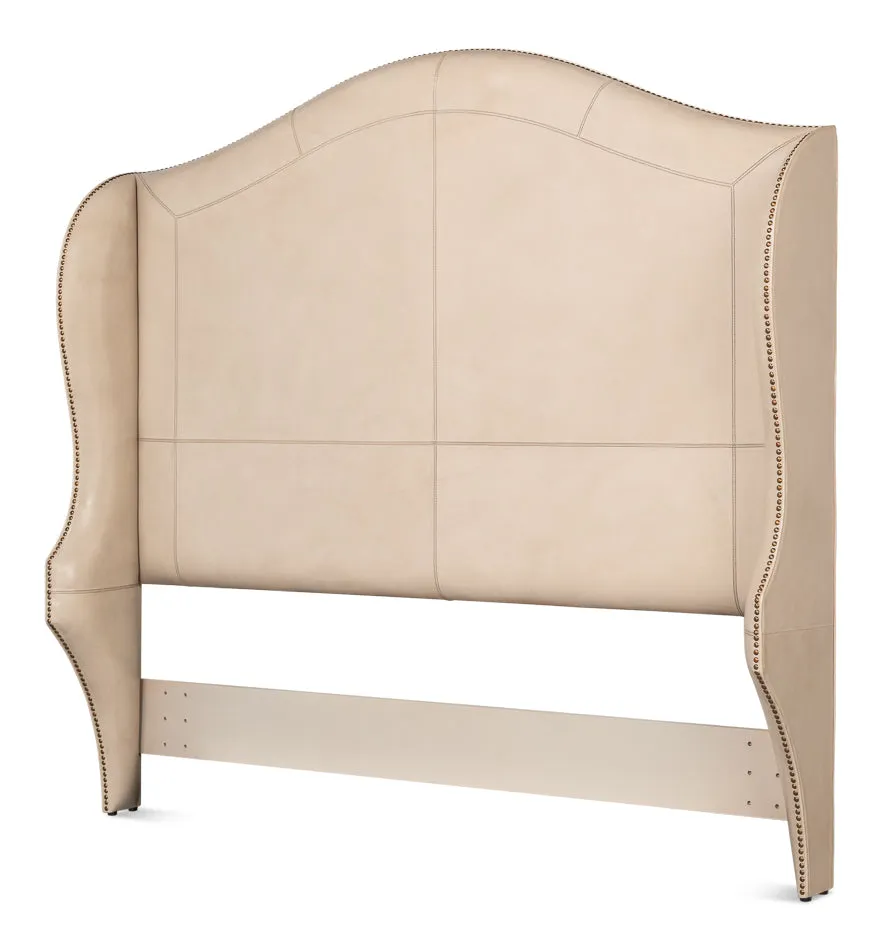 Beige Leather Equestrian Headboard - Queen