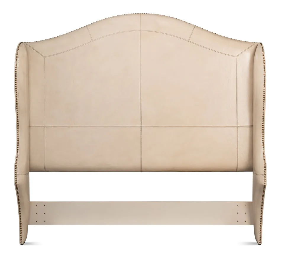 Beige Leather Equestrian Headboard - Queen