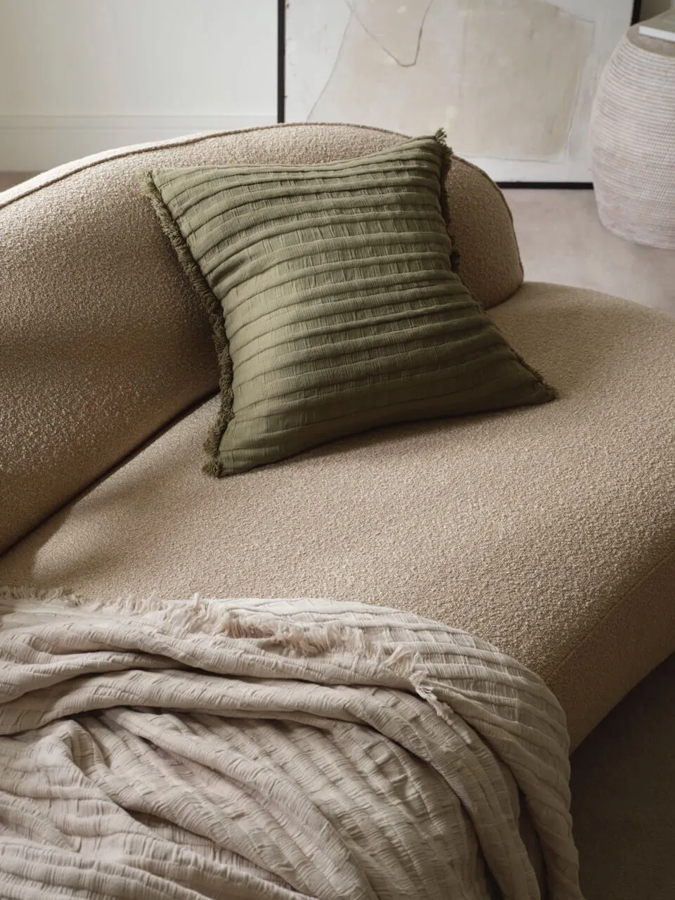 Beja Cotton Cushion Cover Khaki