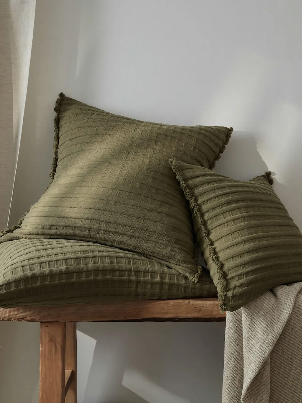 Beja Cotton Cushion Cover Khaki