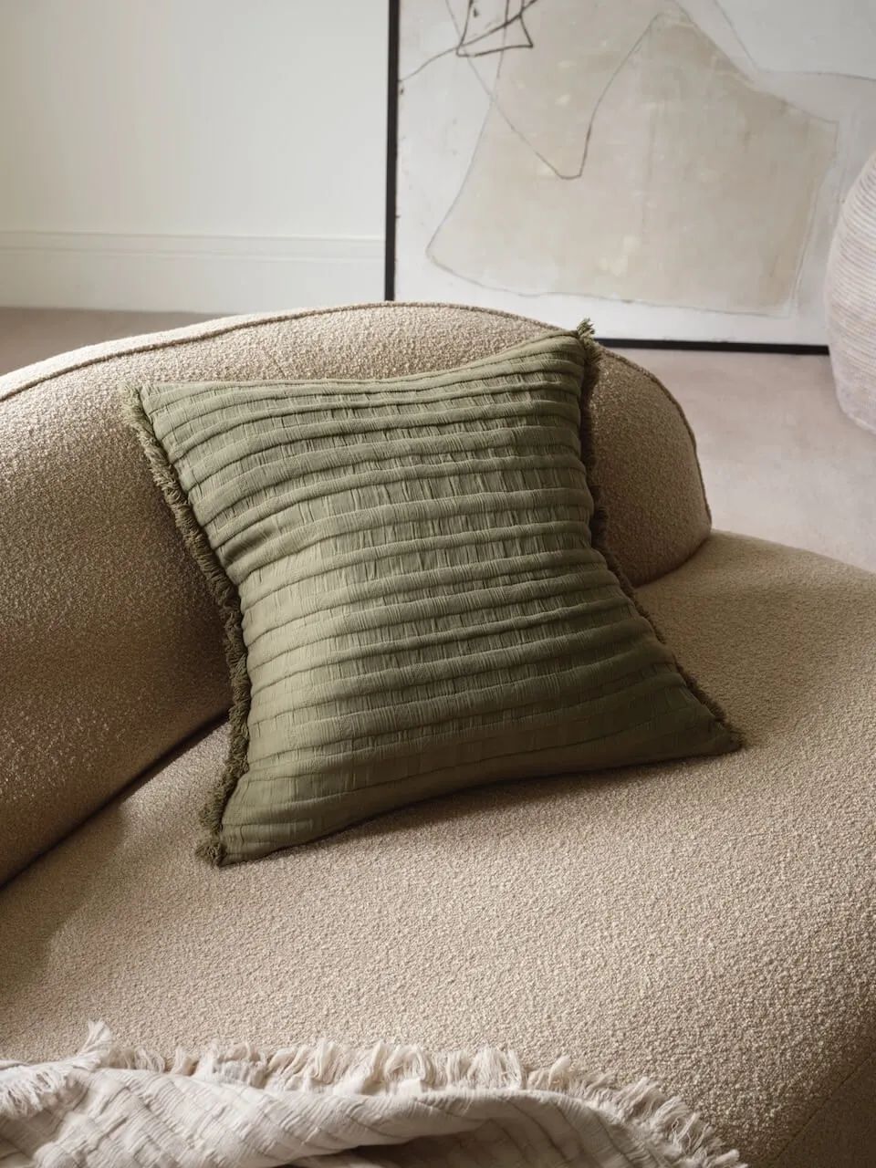 Beja Cotton Cushion Cover Khaki