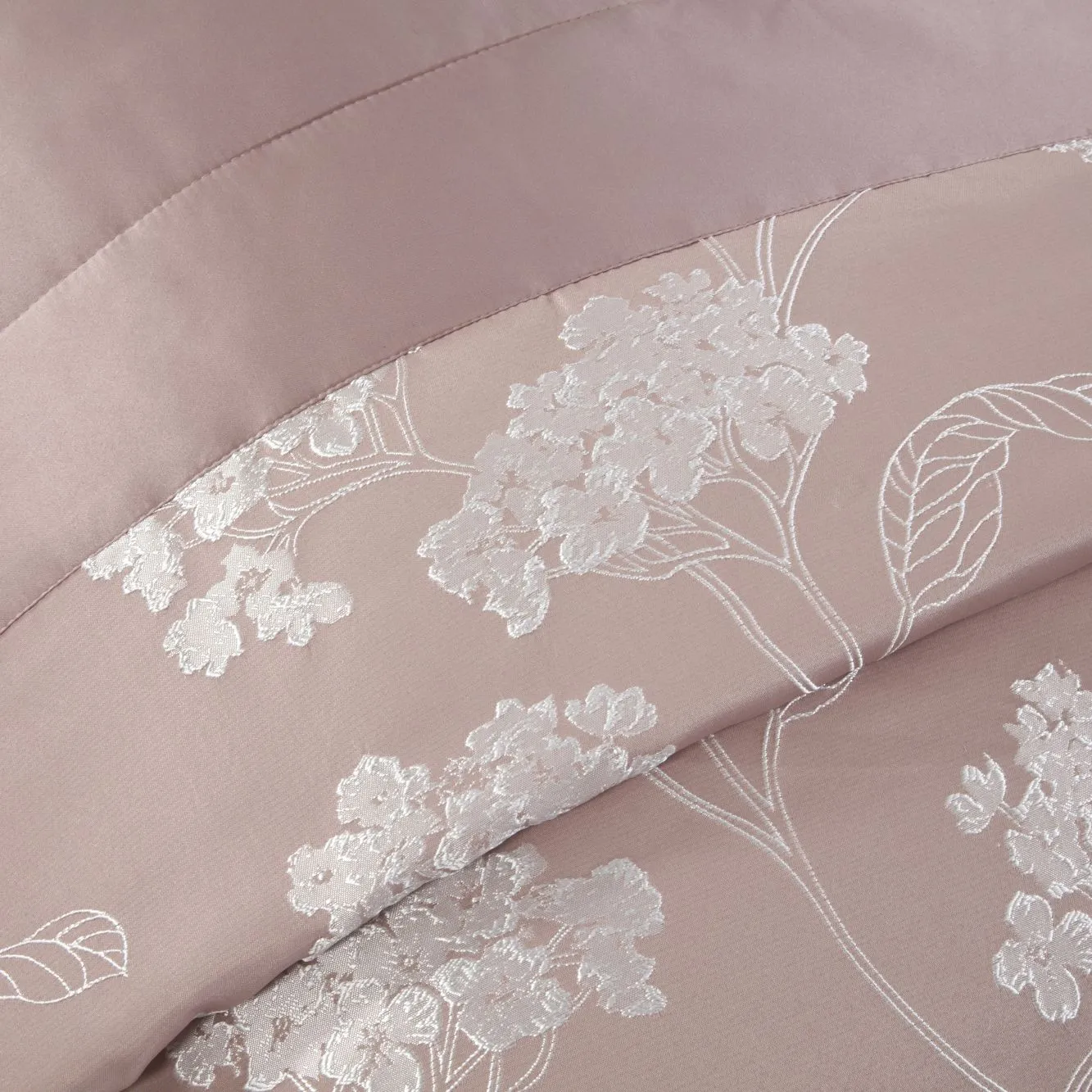 Blossom Blush Pink Embellished Jacquard Quilted Bedspread Set (220cm x 240cm)