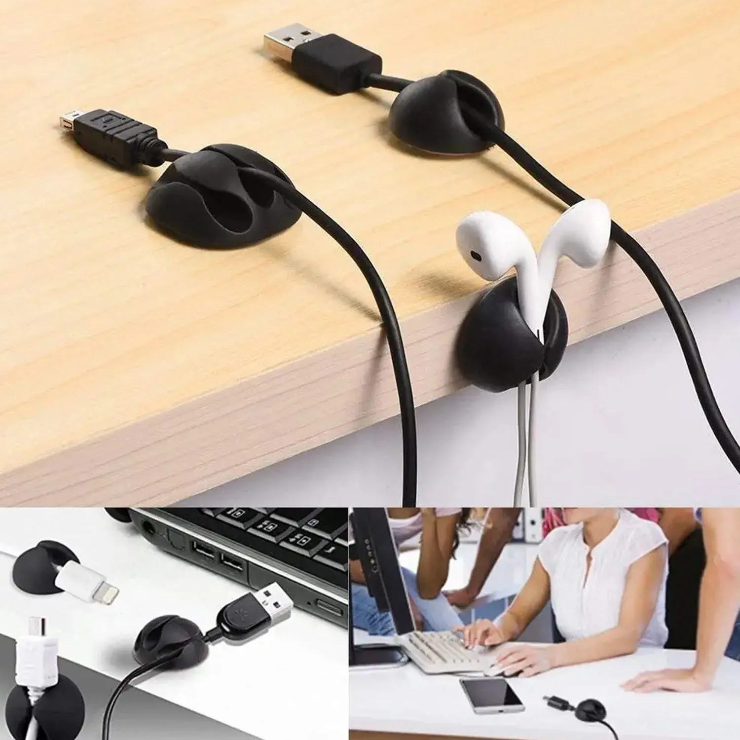 Cable Clips Multi Purpose Cable Organizer , Wire Holder For Desk And Table Use