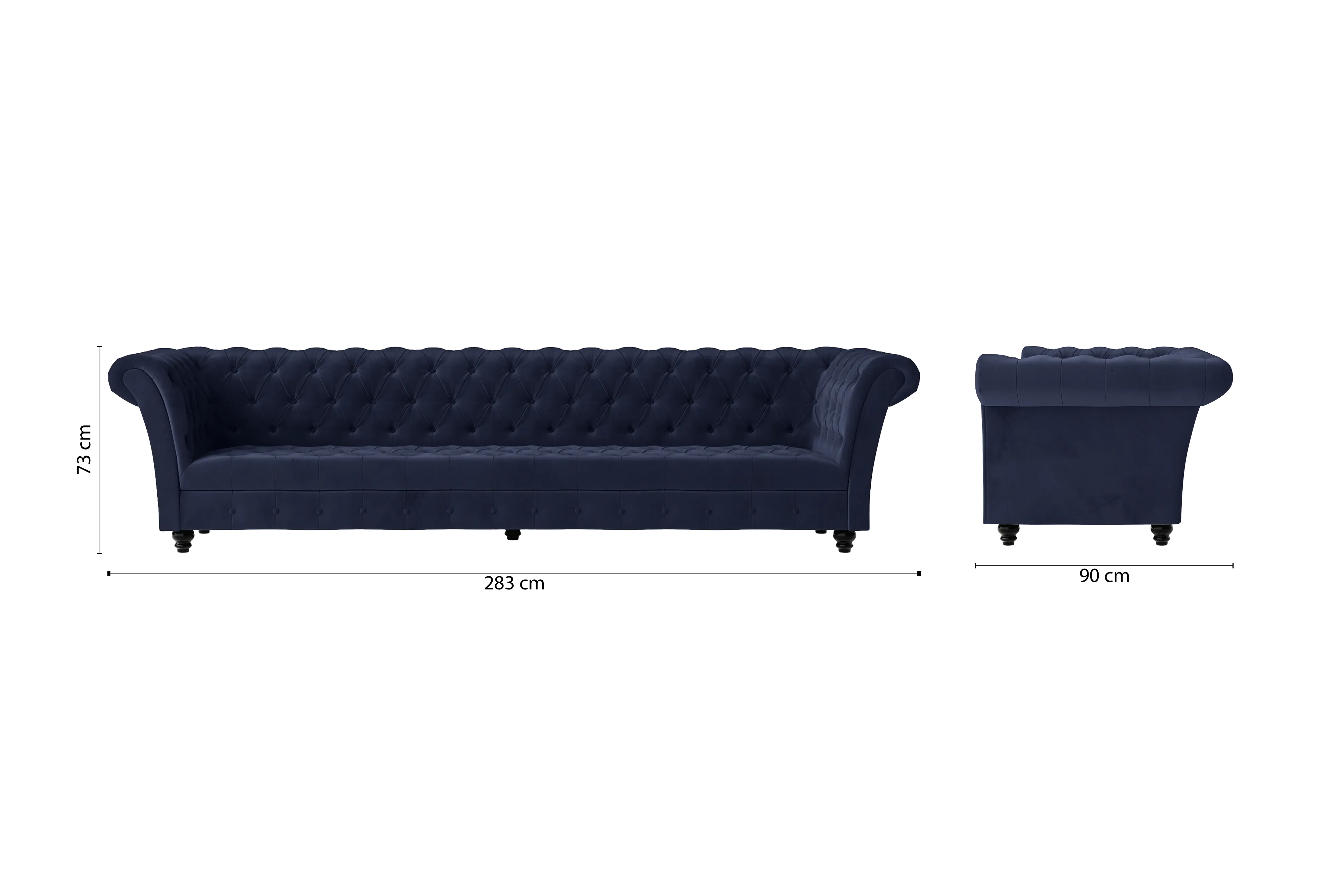 Civita 4 Seater Sofa Dark Blue Velvet