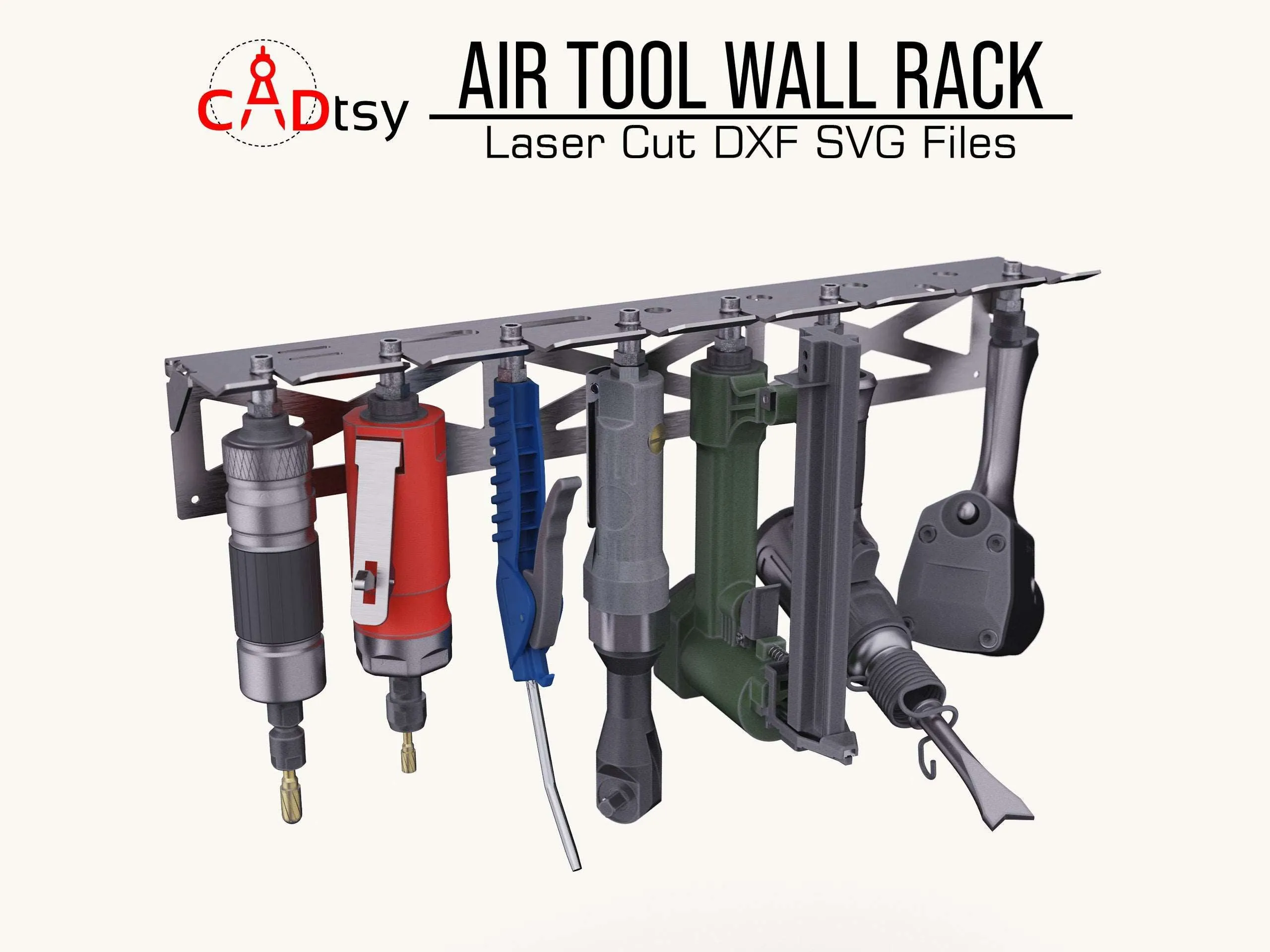 CNC Laser/Plasma Cutting Air Tool Wall Rack - Workshop Organizer DXF/SVG Files