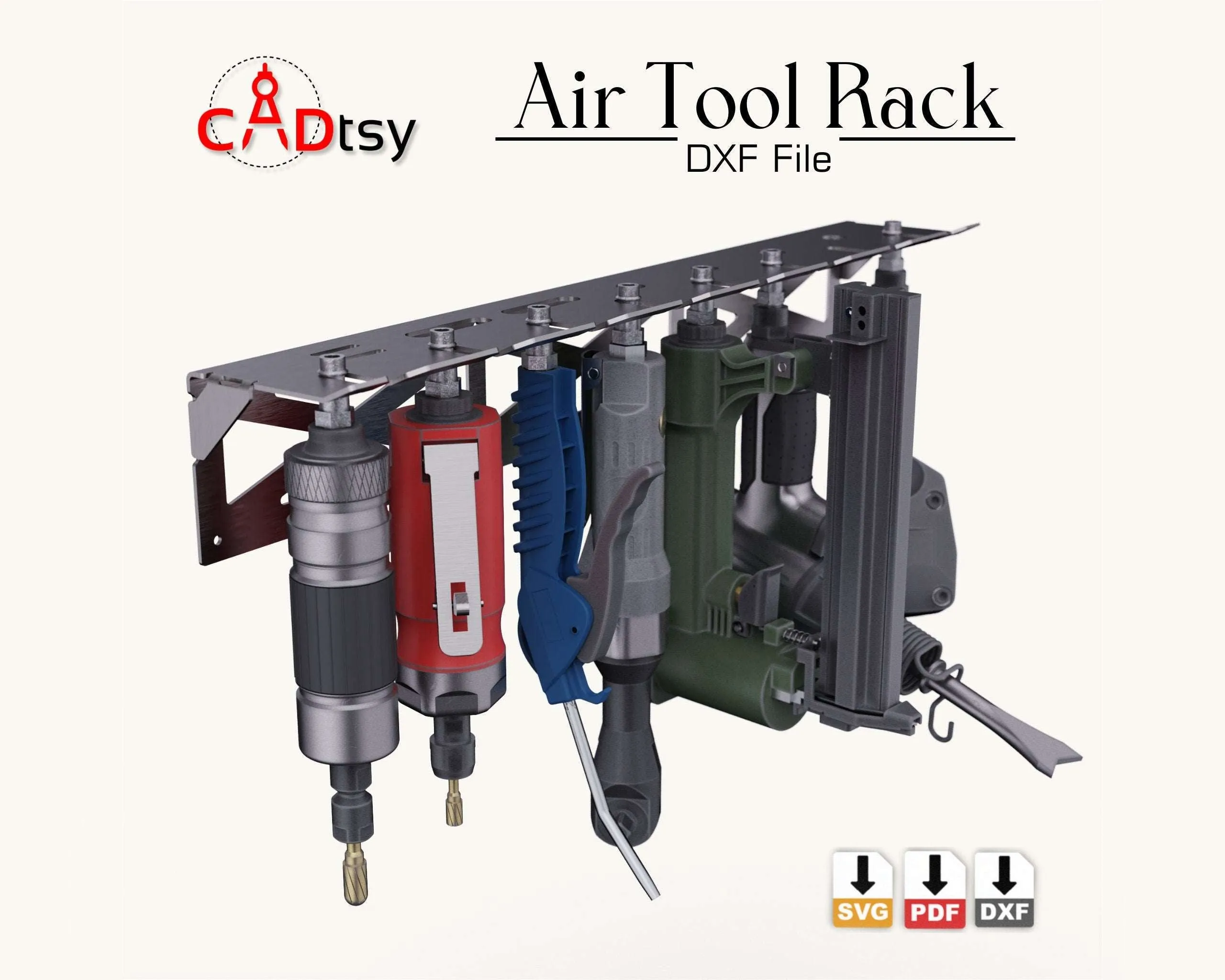 CNC Laser/Plasma Cutting Air Tool Wall Rack - Workshop Organizer DXF/SVG Files