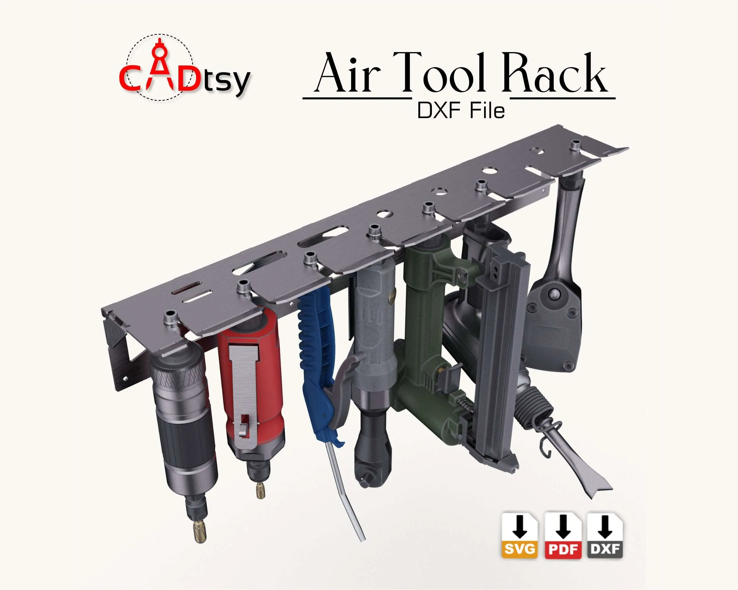 CNC Laser/Plasma Cutting Air Tool Wall Rack - Workshop Organizer DXF/SVG Files