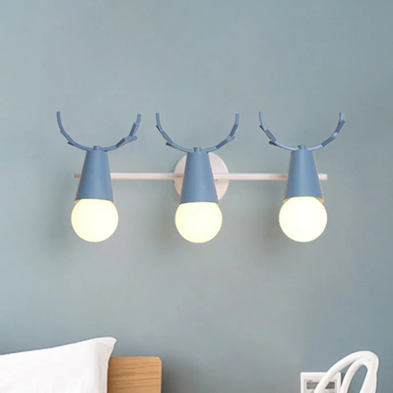 Deer Horn Nordic Metal Wall Sconce with 3 Conical Heads - Bedroom & Undertint Wall Light