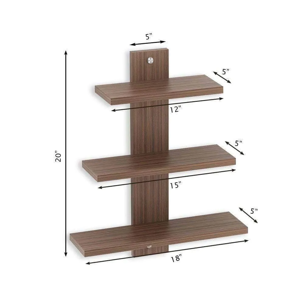 Delta S2 Home Decor Wall Shelves, Set of 3, Walnut