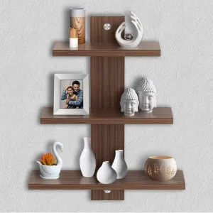 Delta S2 Home Decor Wall Shelves, Set of 3, Walnut