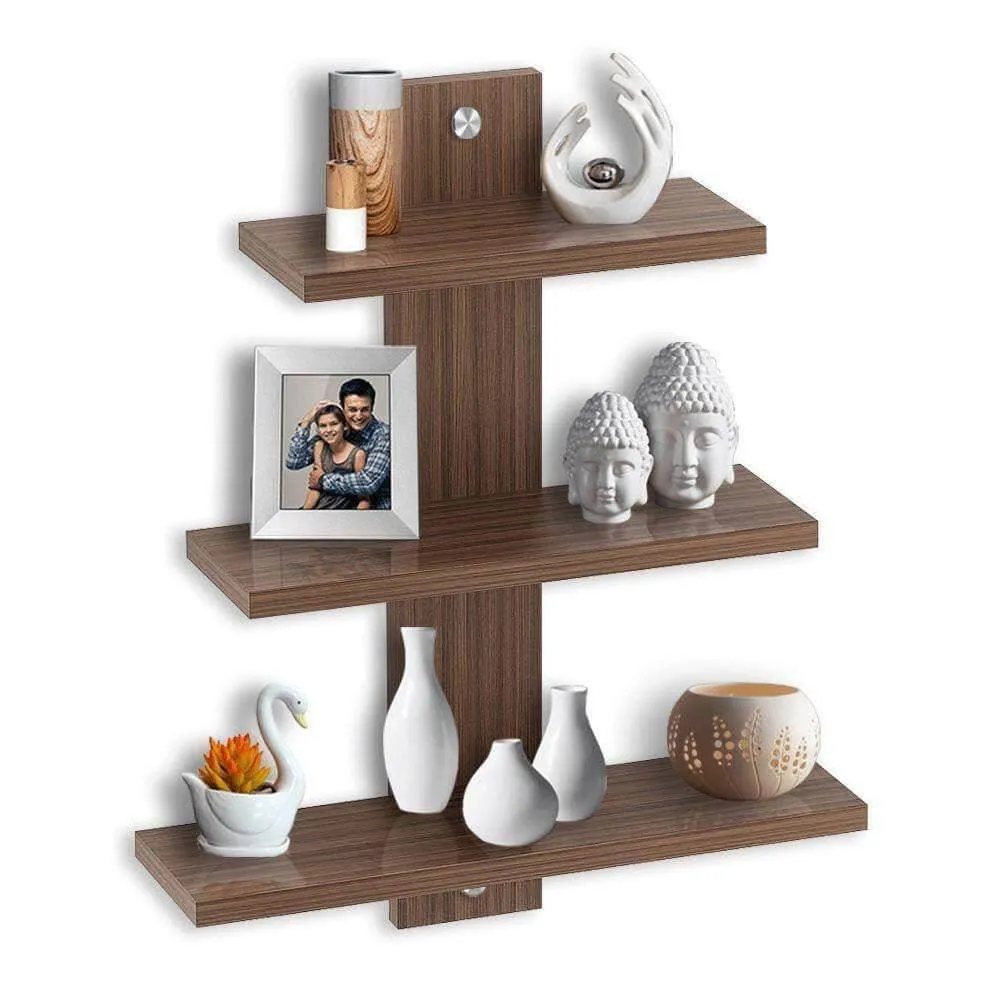 Delta S2 Home Decor Wall Shelves, Set of 3, Walnut