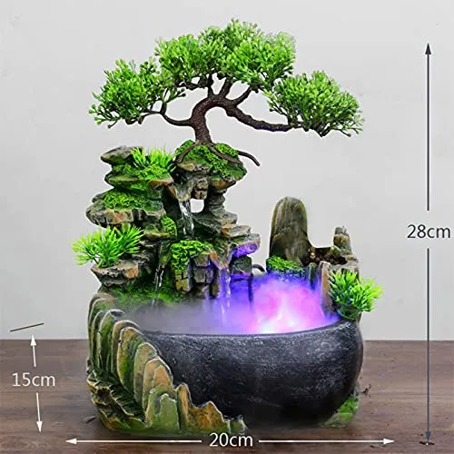 Desk Fountain Rockery Water Fountains with Light Home Decor Gifts with Spray