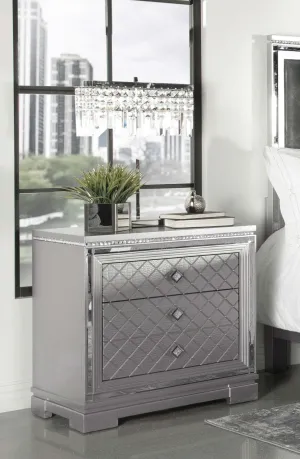 Eleanor Rectangular 2-drawer Nightstand Metallic