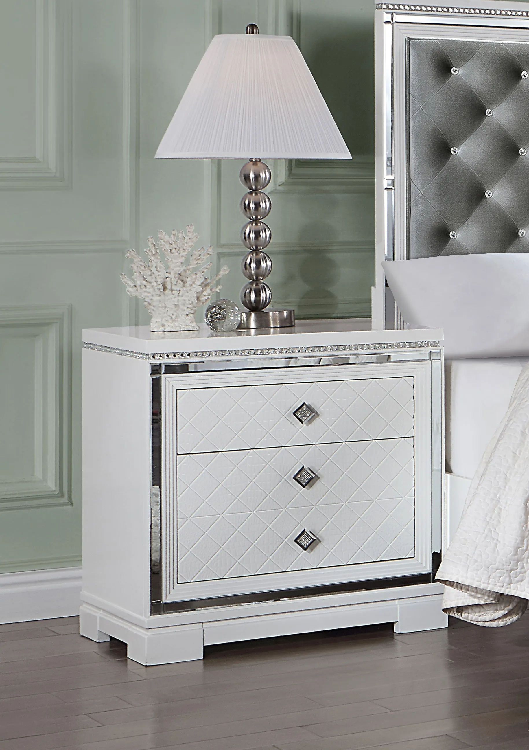 Eleanor Rectangular 2-drawer Nightstand White