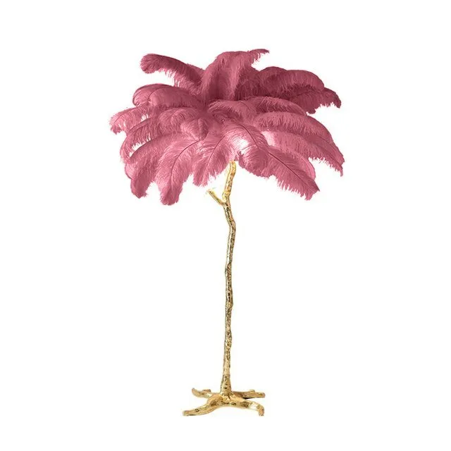 Elegant Ostrich Feather LED Floor Lamp with Copper Base