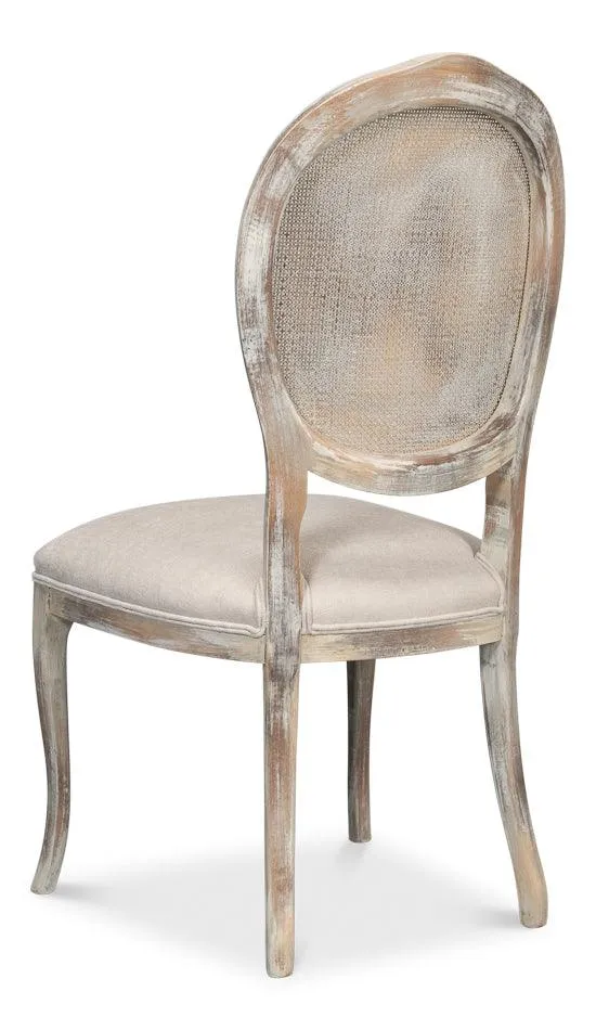 Farm Style Cane Back Chairs with Cream Seats - Pair