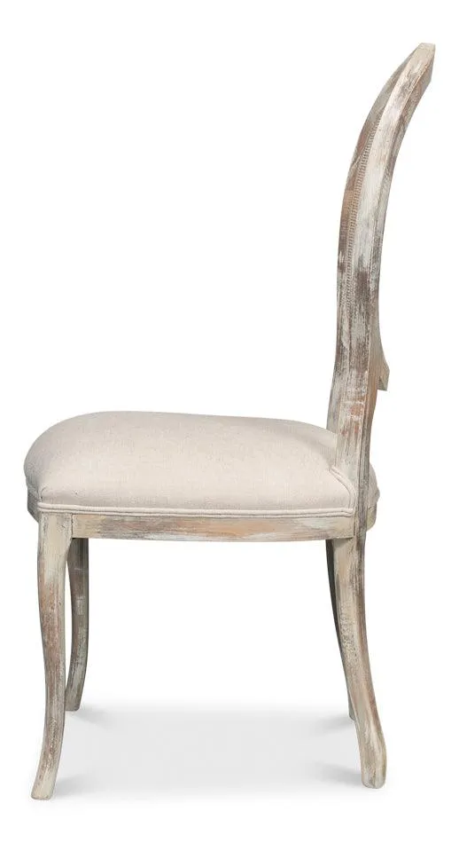 Farm Style Cane Back Chairs with Cream Seats - Pair