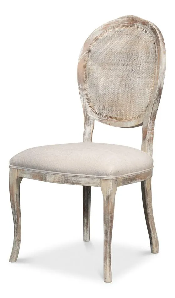 Farm Style Cane Back Chairs with Cream Seats - Pair