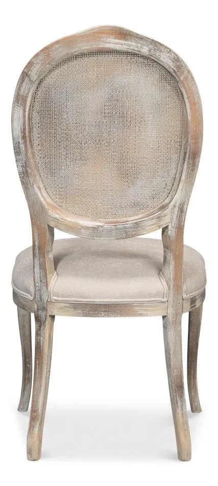 Farm Style Cane Back Chairs with Cream Seats - Pair