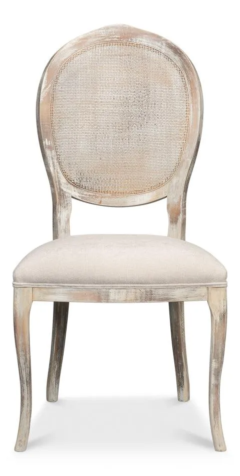 Farm Style Cane Back Chairs with Cream Seats - Pair