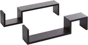 Floating Wall Shelves, Espresso Finish (2pcs)  Wall-Mounted Shelves, Storage