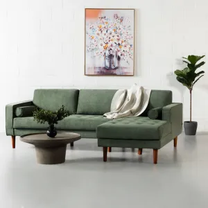 FONDA - Green Fabric Sectional Sofa - Left