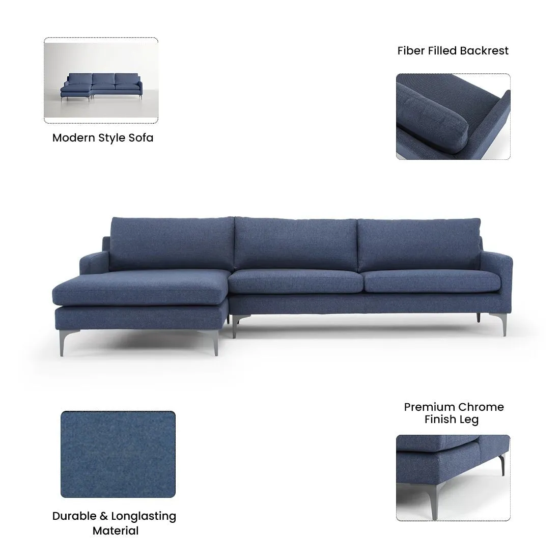 Franco 4 Seater Fabric L Shape Sofa