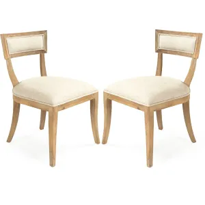 French Linen Curved Back Chairs