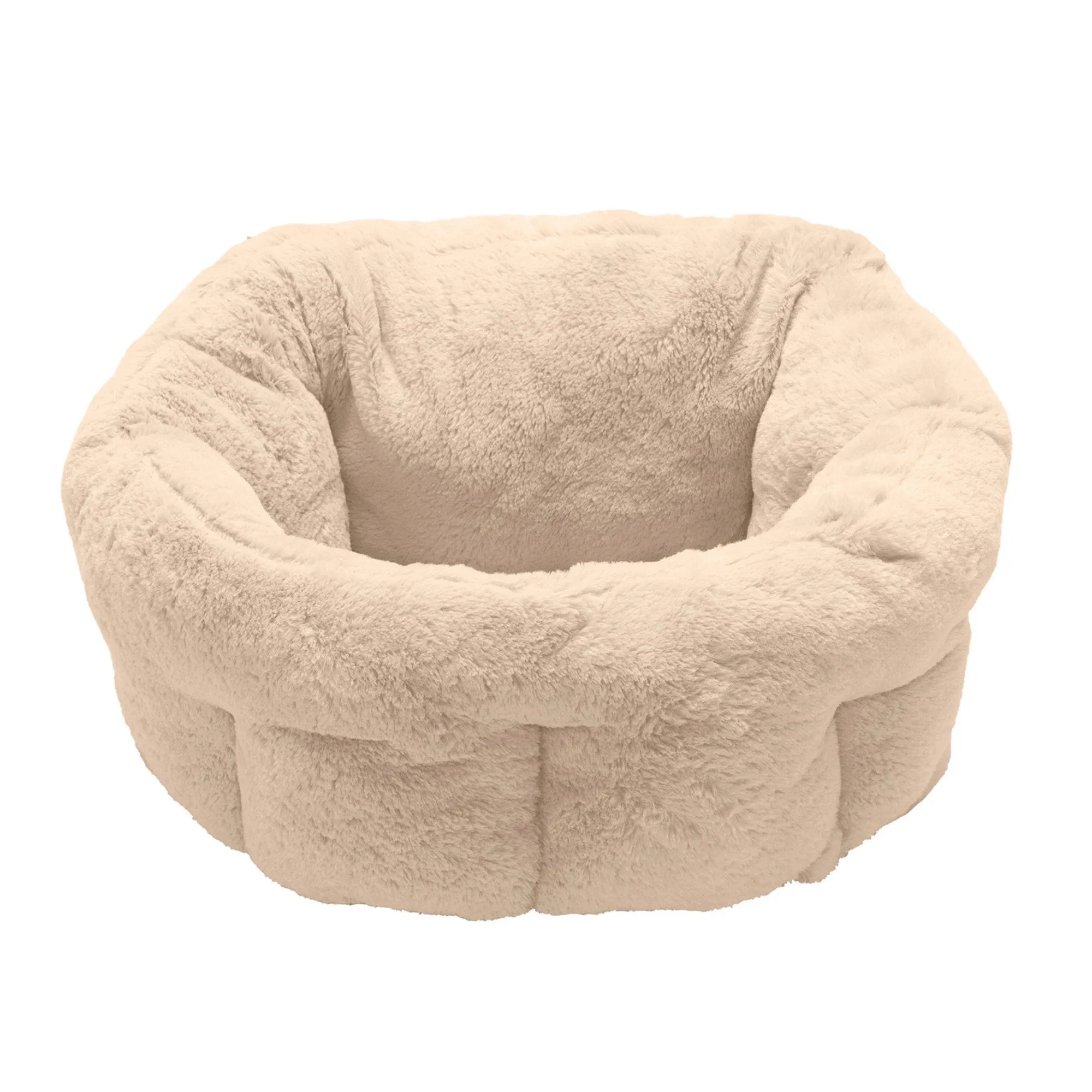 FurHaven Luxury Fur Warming Hi-Lo Cuddler Bed - Small 20, Cream